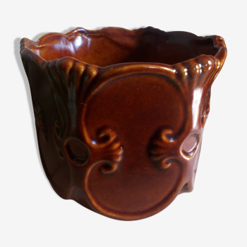 Cache-pot en ceramique Barbotine West Germany vintage