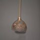 Suspension with amber moulded glass globe featuring wavy patterns.