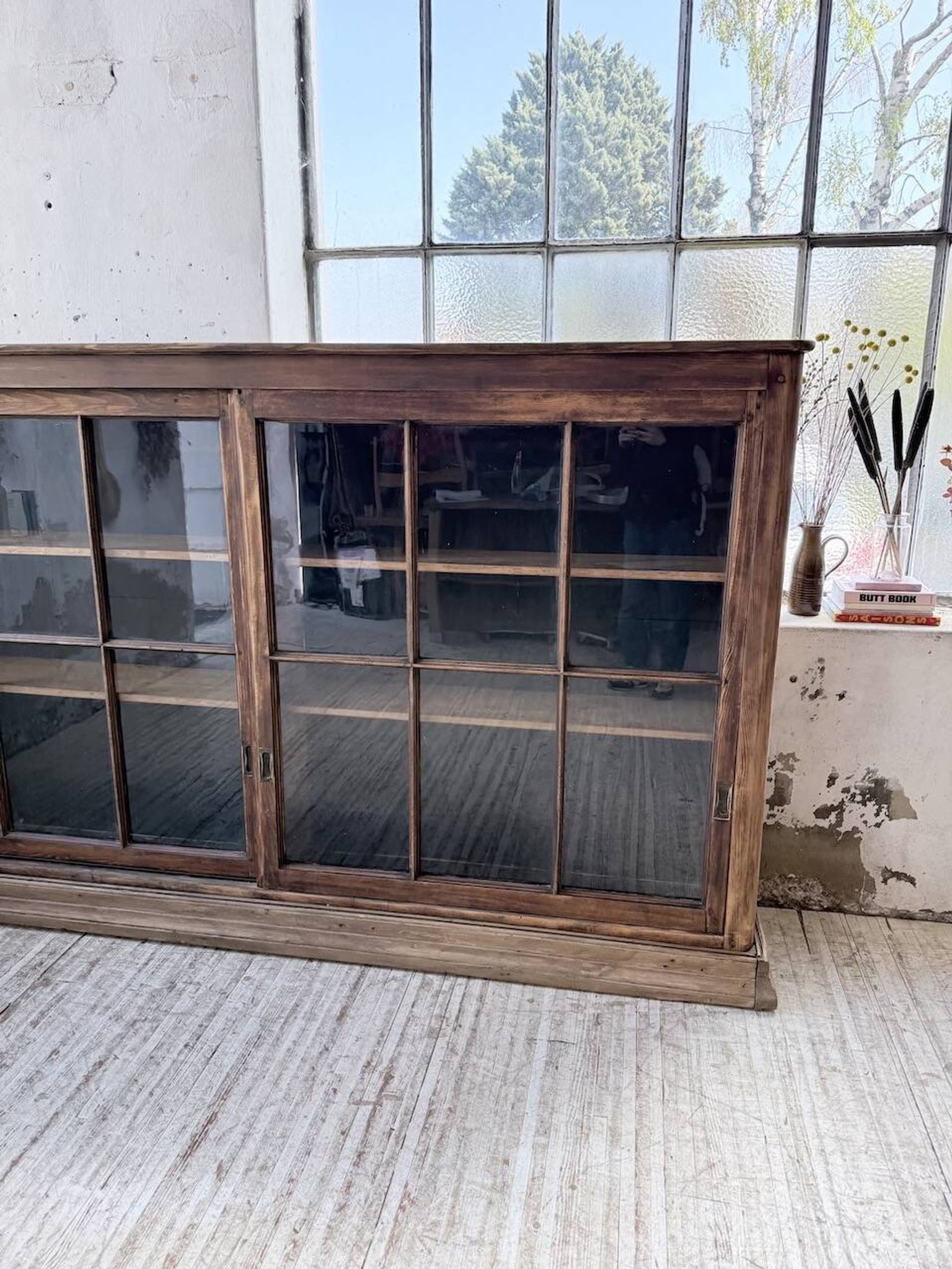 XXL industrial sideboard with glass doors