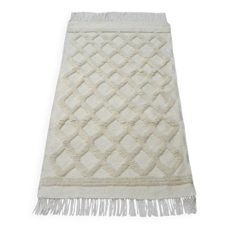 Tunisian Berber Rug in Ecru Wool – Handwoven, Bohemian & Minimalist Style