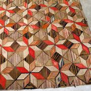 Handmade antique American Hooked geometric rug 4.8' x 7.7' (146cm x 234cm) 1900s - 1B654