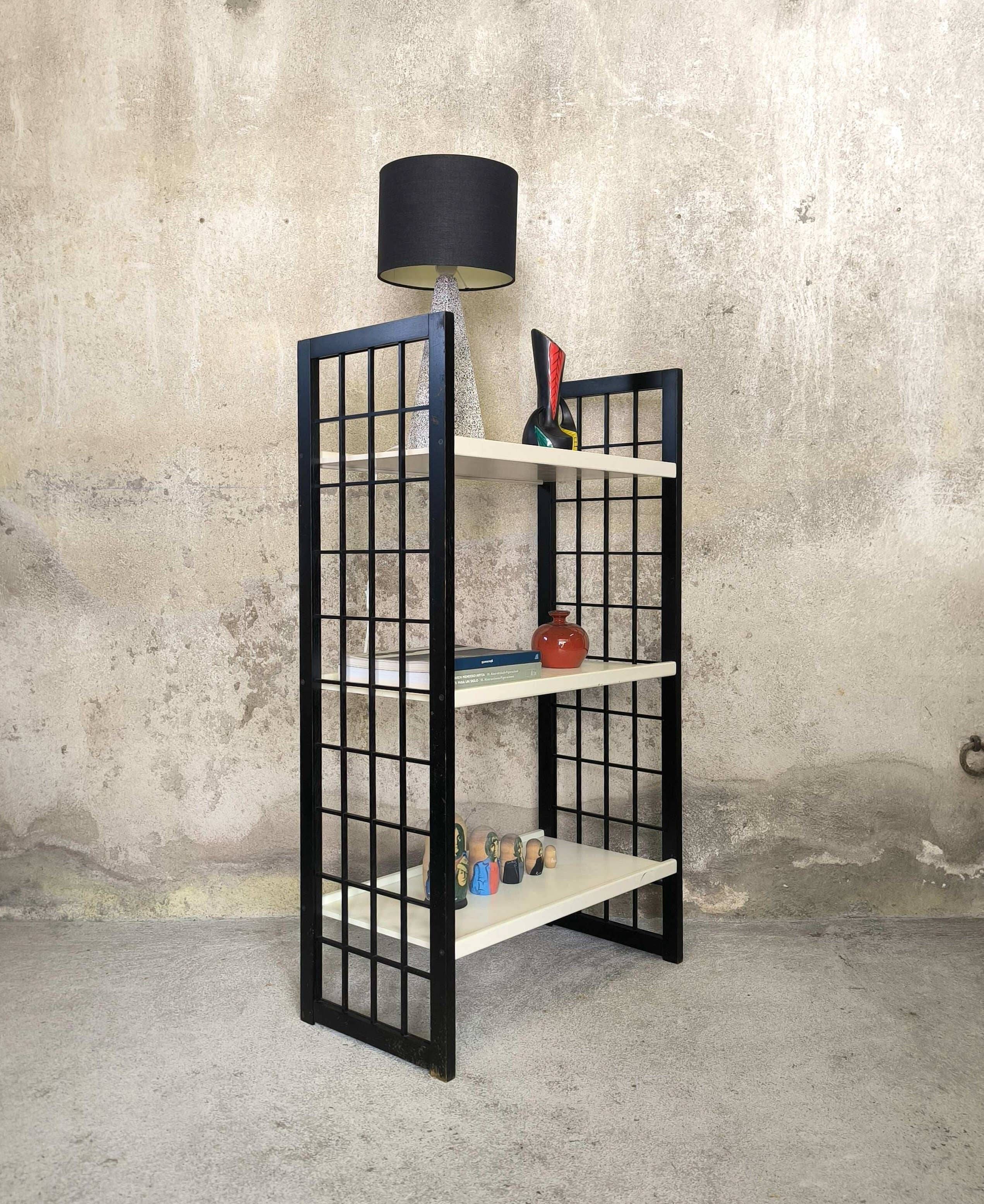 Vintage shelf in black and white wood