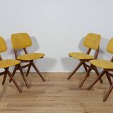 Mid-Century Teak Dining Chairs  Scissor by Louis van Teefelen for Wébé, Netherlands, 1950s, Set of 4