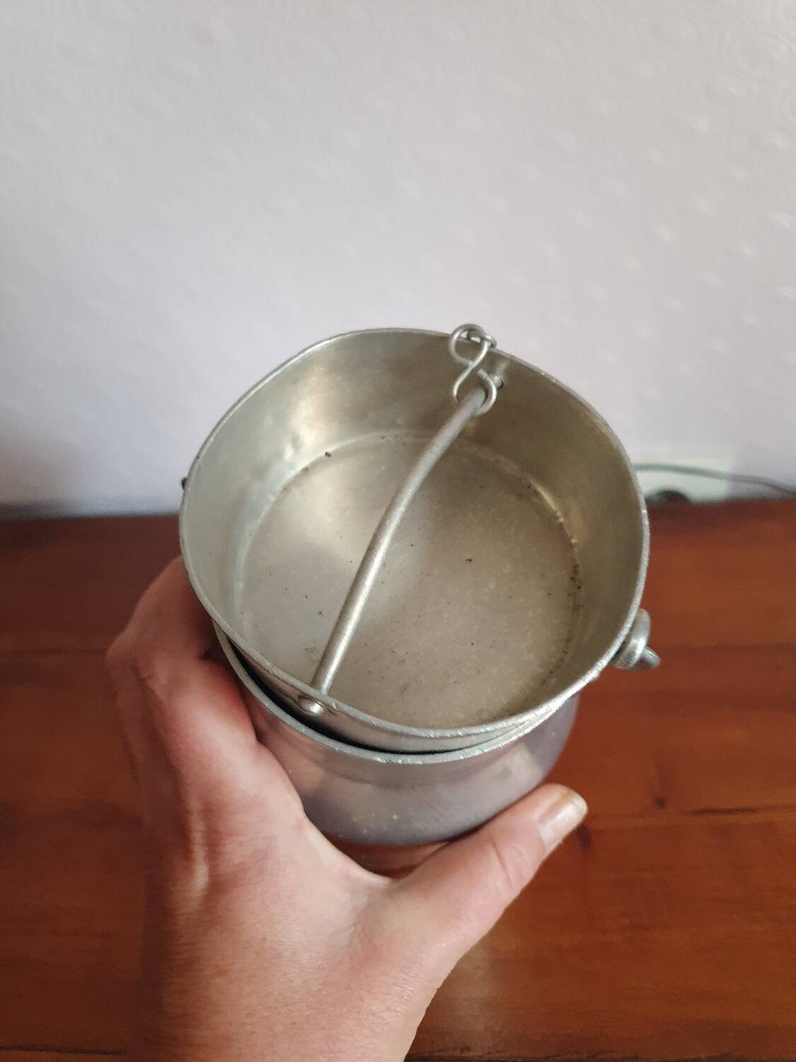 Vintage complete aluminum milk jug milk can