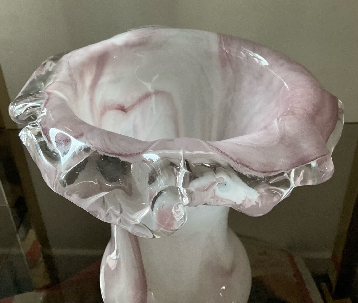 Vase champignon vintage en pâte de verre Murano