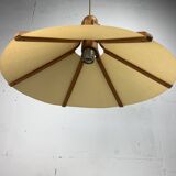 Midcentury teak and perkament pendant by Temde Leuchten, 1970s