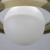 Art Deco brass chandelier with white glass, Czechoslovakia 1930s