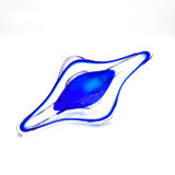 Large Coupe Hospodka Crystal Bohemia Sommerso Cobalt Blue Trim