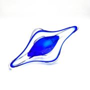 Grande Coupe Hospodka Cristal Bohême Sommerso Liseré Bleu Cobalt