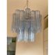 Contemporary Sky-Blue Italian Murano Glass “Tronchi” Chandelier