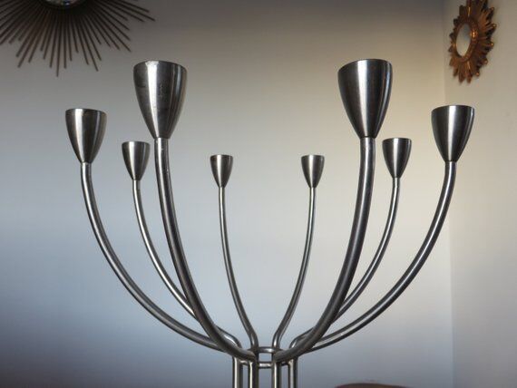 Modernist Scandinavian candlestick years 70 steel