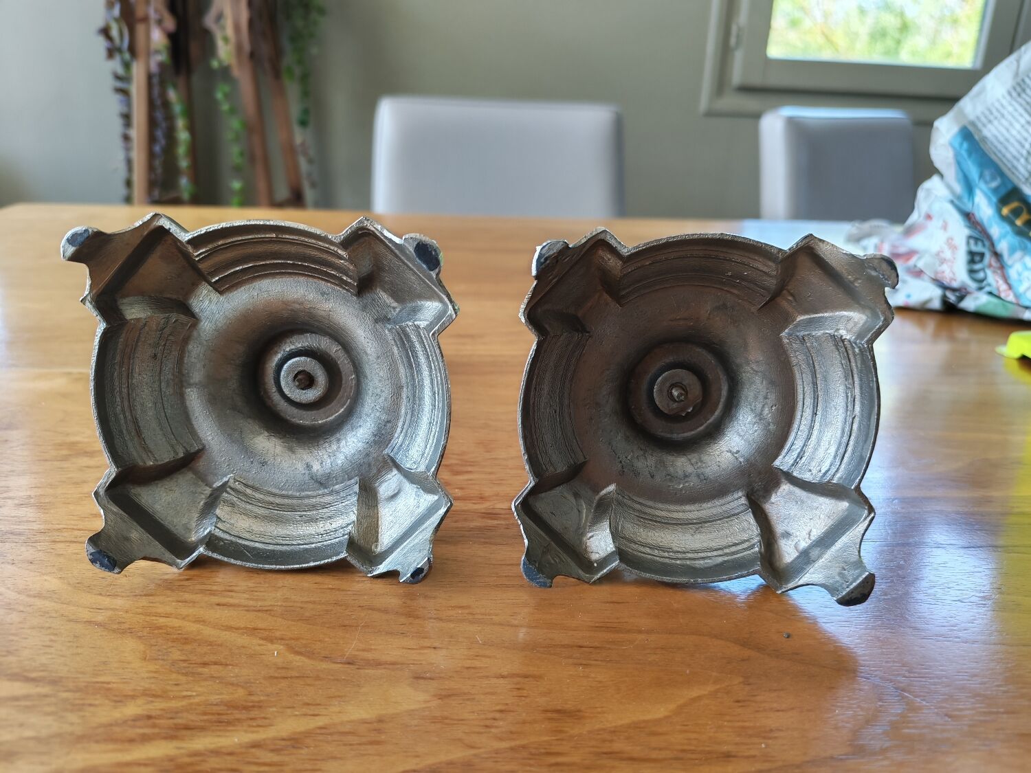 Pair of antique silver-plated candlesticks