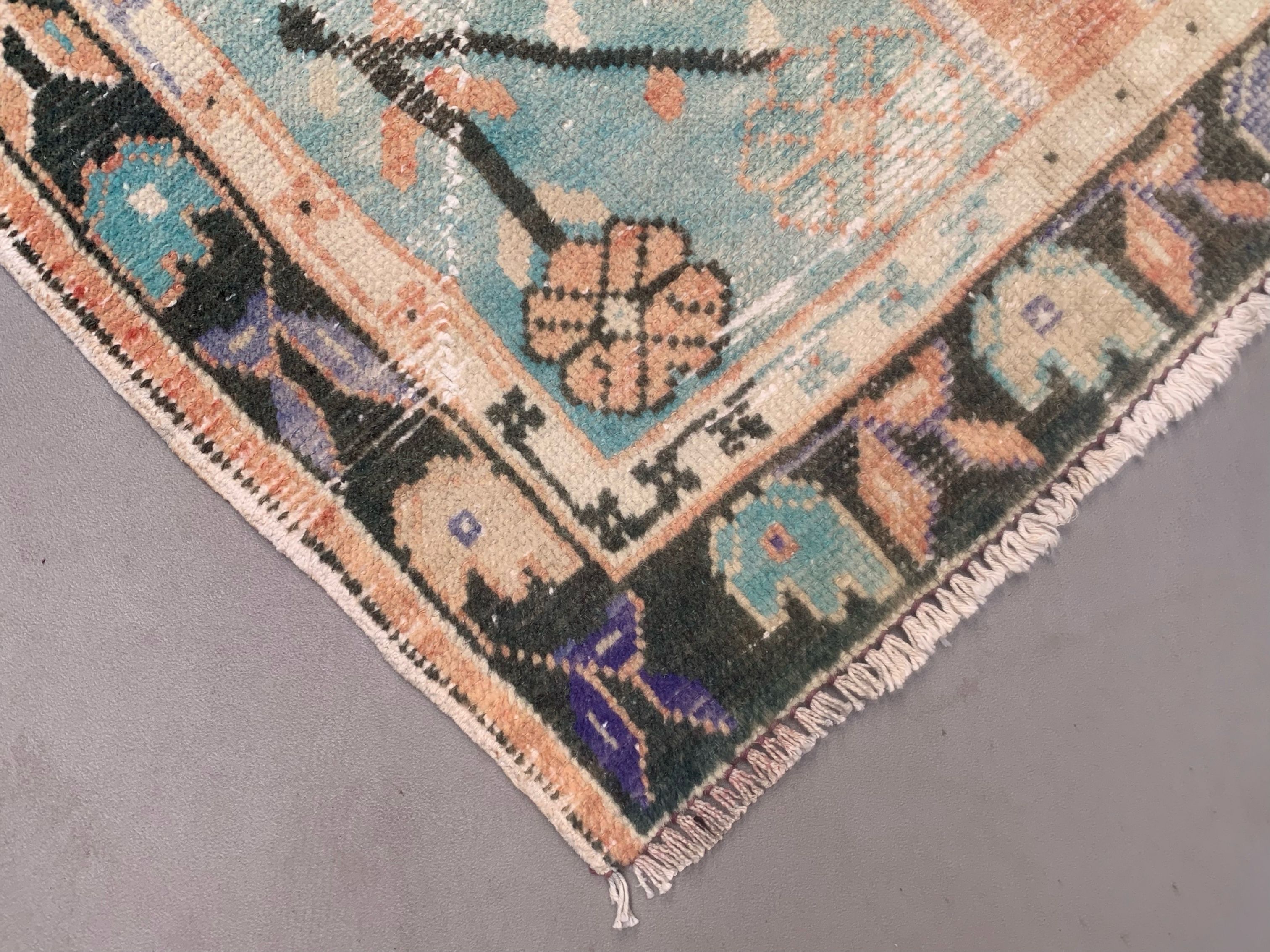 Turkish oushak rug 164x77 cm vintage carpet