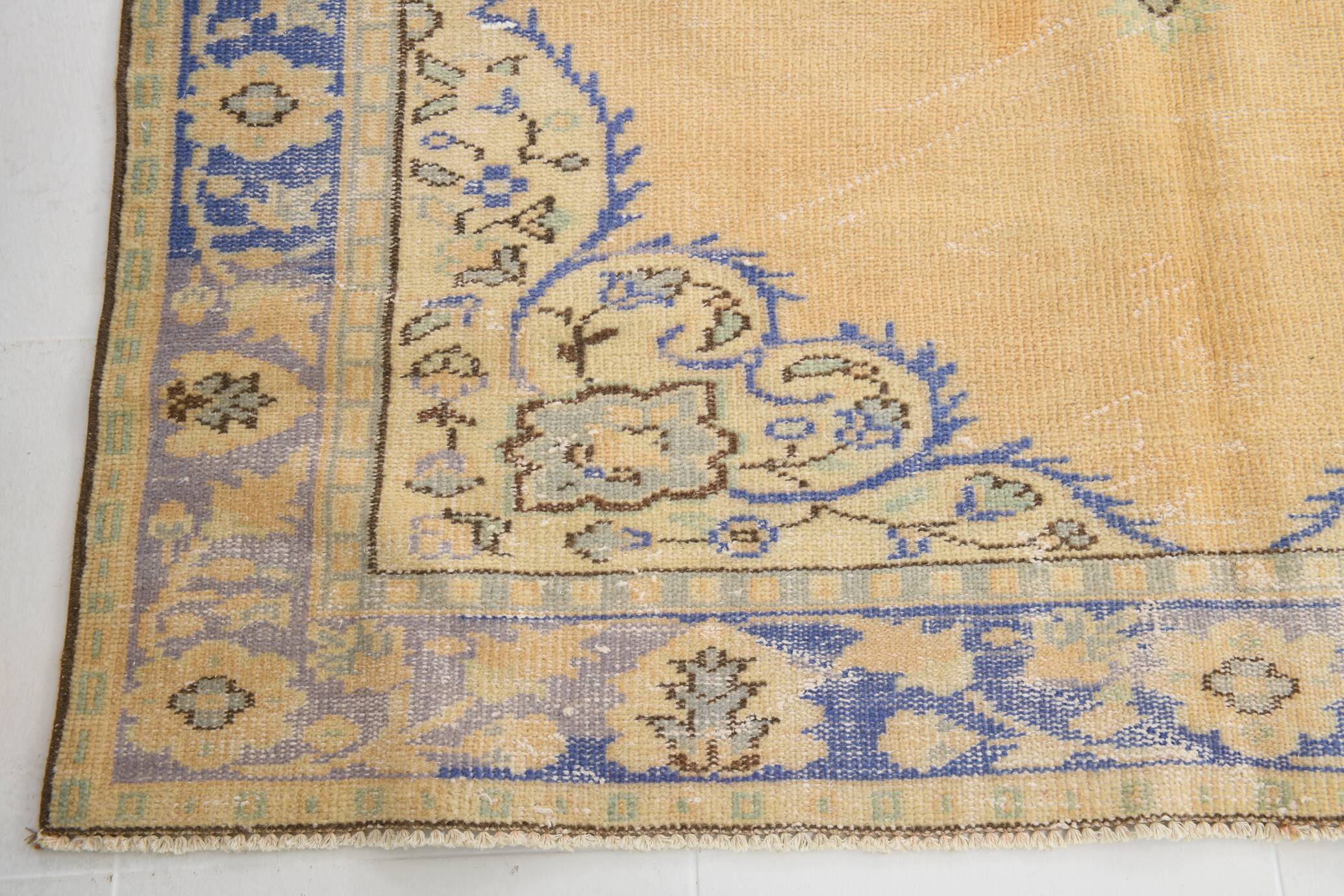 5x8 Rug For Living Room Yellow Blue Vintage Rug, 170x253Cm
