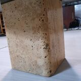 Coffee table with tray - travertine and glass - vintage.
