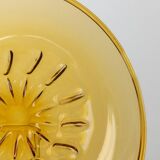 XL Amber Murano Glass Bowl with ribbed pattern, Italy 1920s – decorative fruit bowl, vintage glassware gift