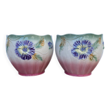 Paire de cache pot en barbotine