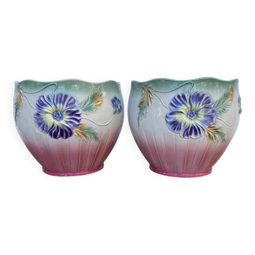 Paire de cache pot en barbotine