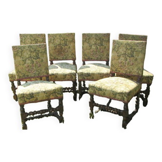6 chaises de style Louis XIII