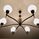 Lustre moderniste aux 6 flambeaux 1950
