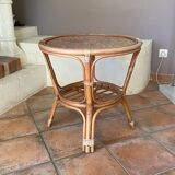 Arched rattan table and caning 1970