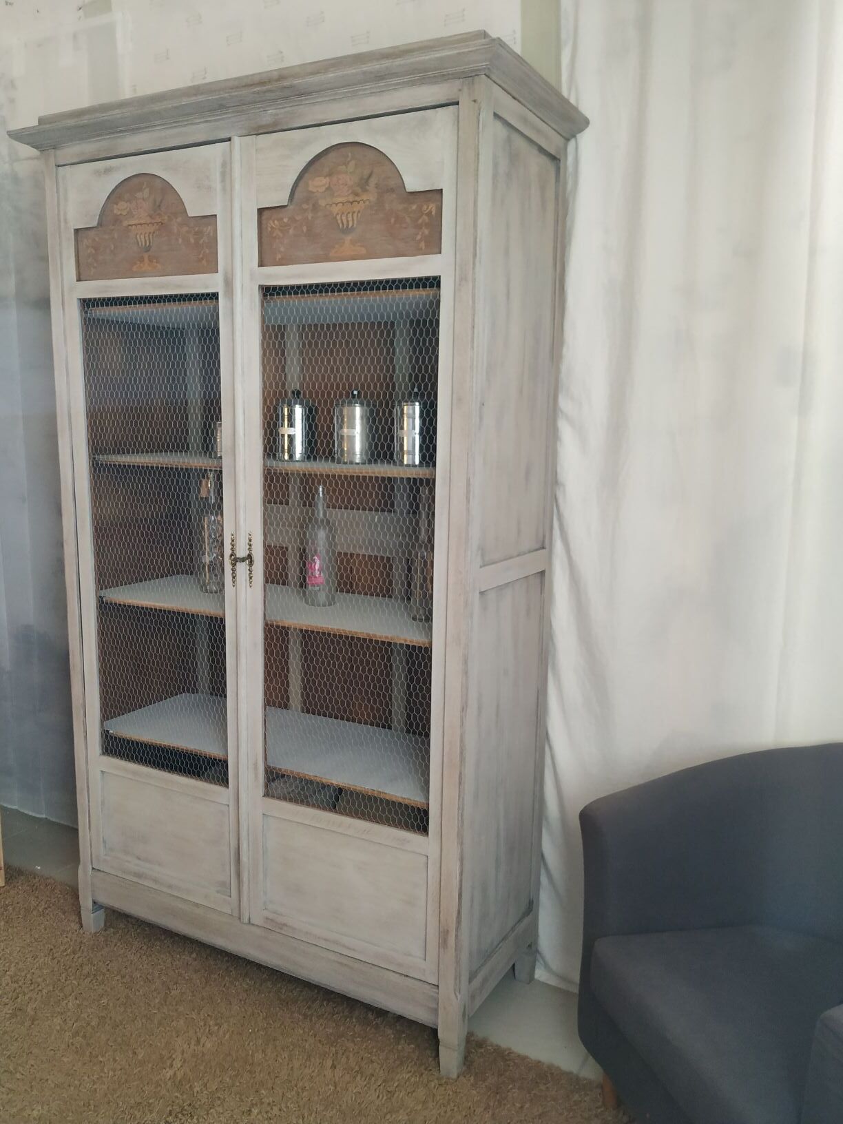 Old wardrobe all solid oak and marquetry