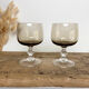6 vintage smoked stemmed glasses