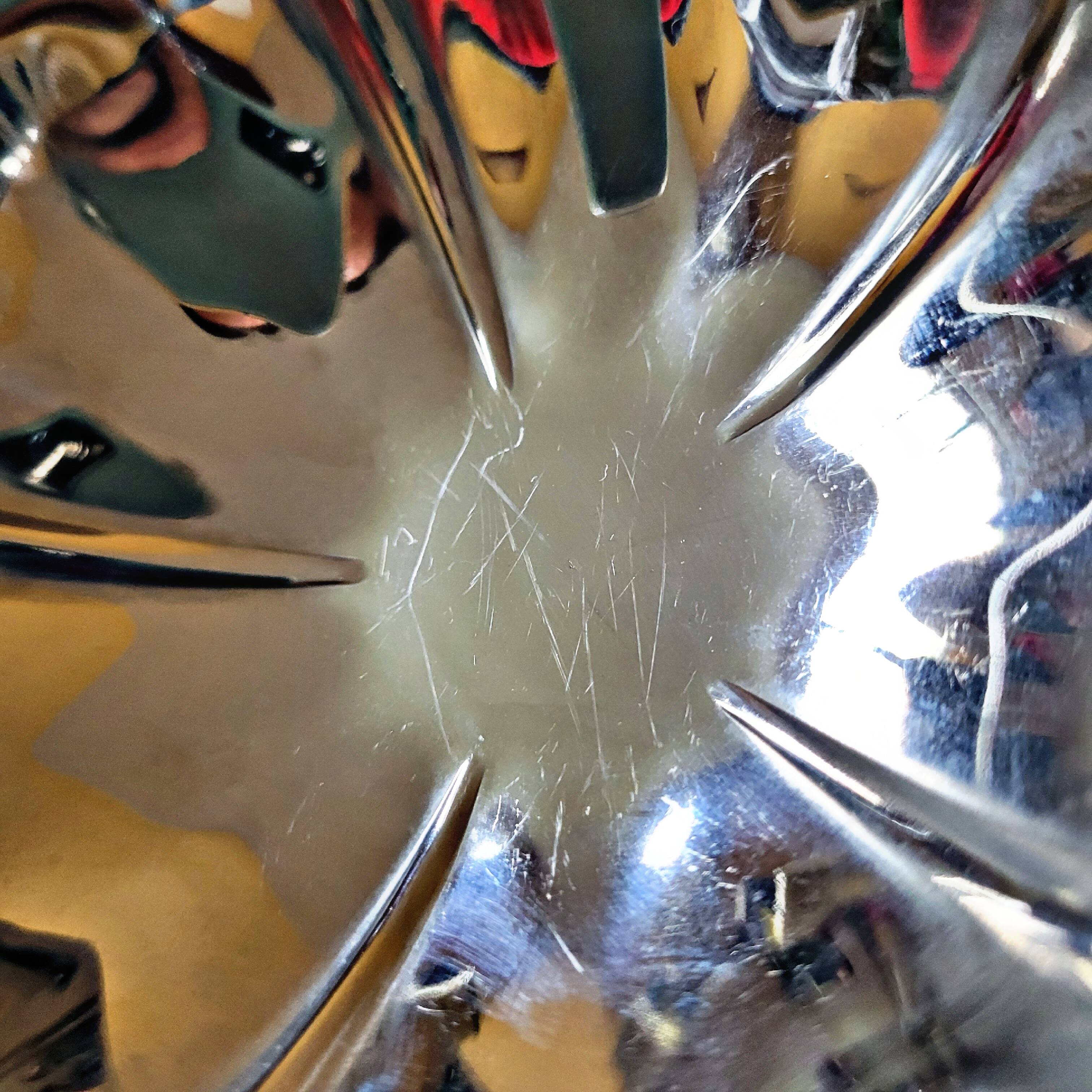 6 vintage stainless steel ice cream cups, flower-shaped