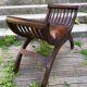 Fauteuil curule en bois et cuir
