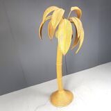 Vintage bamboo palm tree floor lamp, 1970s
