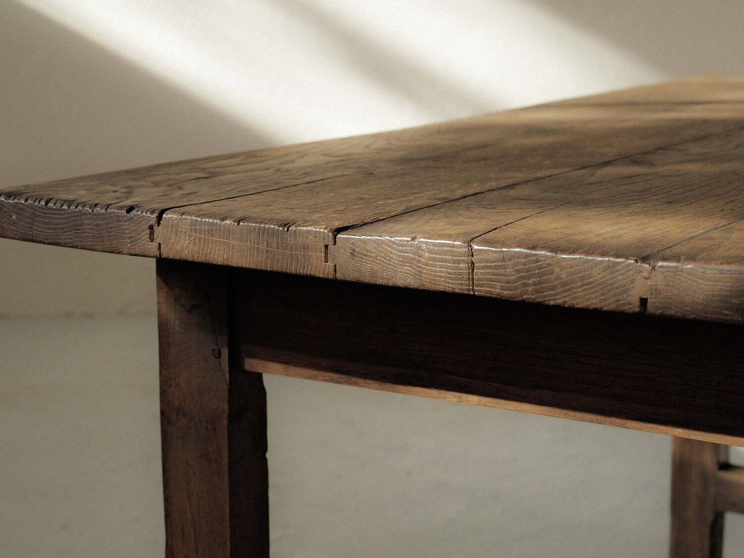 Handcrafted solid oak farmhouse table – France, 1950s