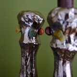 Handmade chrome candlestick with inlaid stones