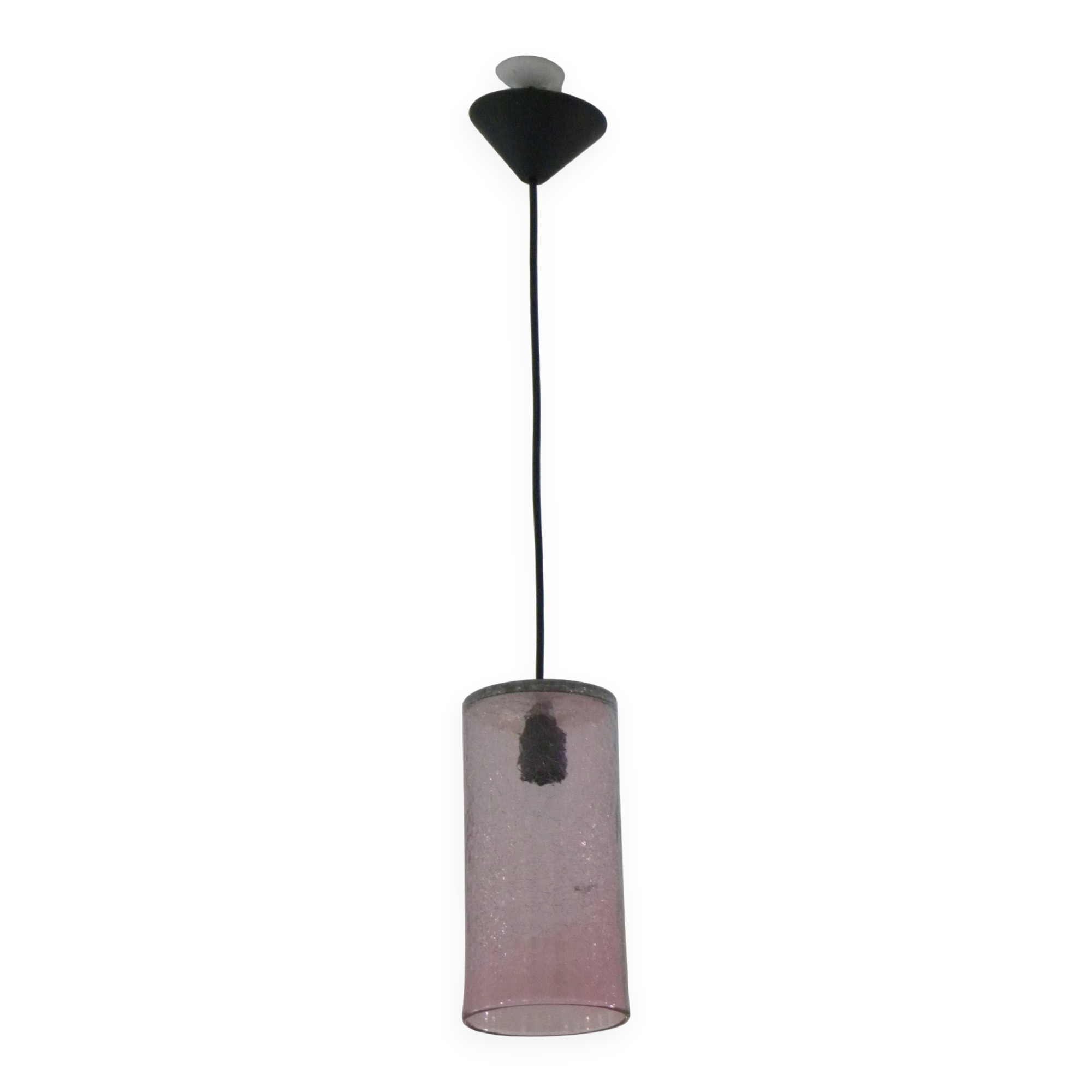 Cylindrical pink cracked glass ceiling lamp Retro design light fixture