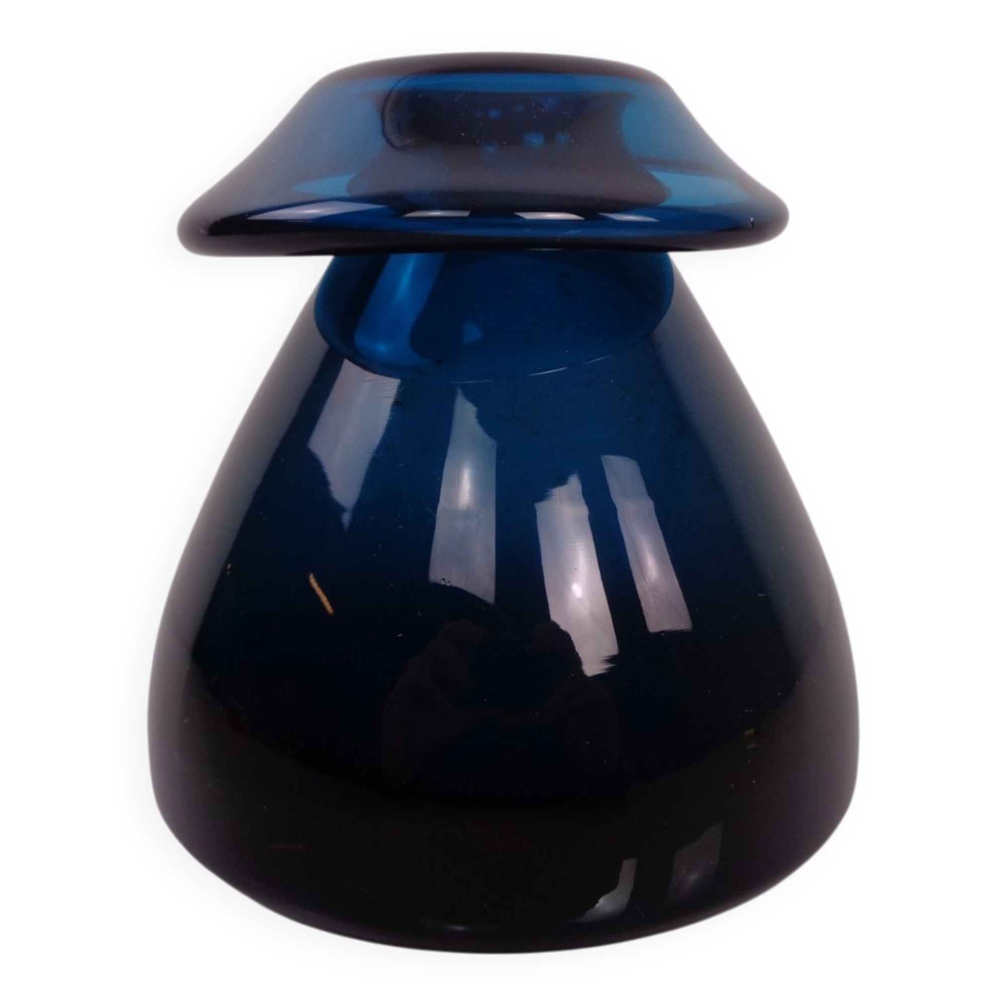 Hand-blown blue glass vase, Italy, 1960s