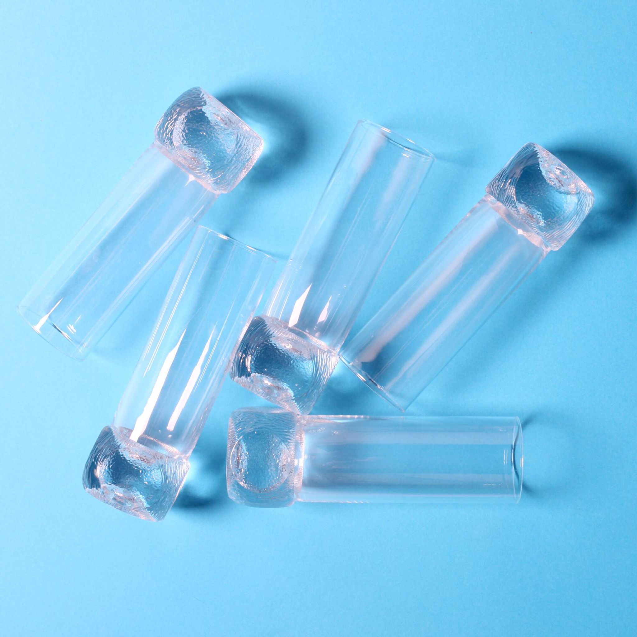 Set of 5 Mid-century Clear Crystal Tumblers / Italy / 1980s