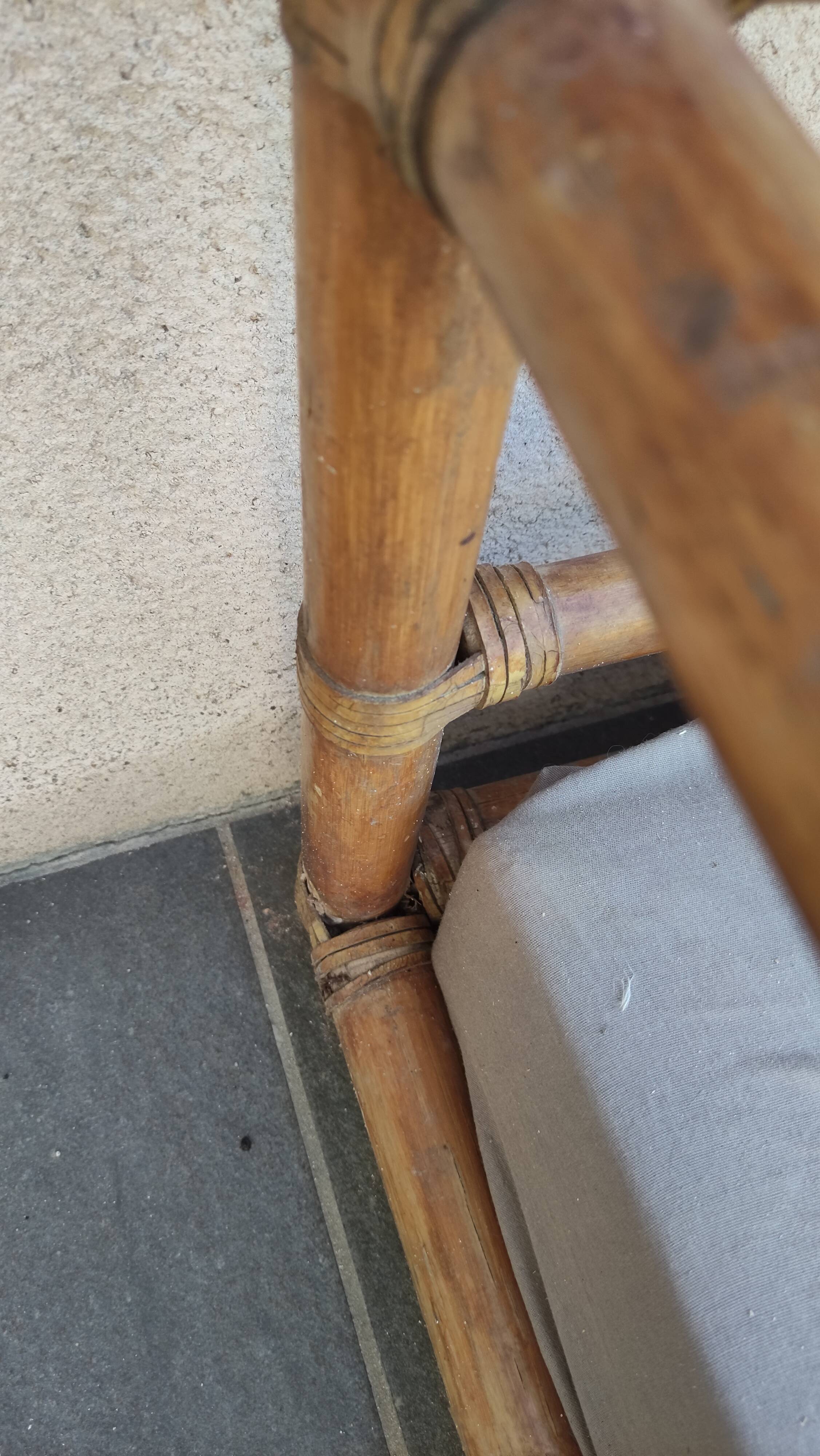 Large vintage rattan sofa bed