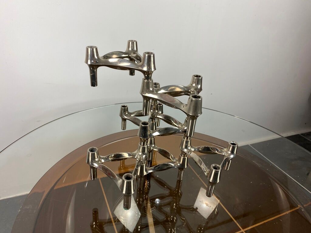 Lot of 8 BMF Nagel 1970 modular candlesticks
