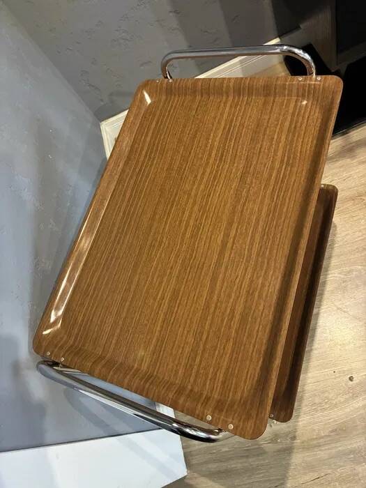 ADT Mobile Bar Cart / Serving Trolley — Chrome & Wood-Effect, 1970s Germany