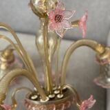 Lustre en verre de Murano fleurs vénitien, circa 1950/1970 rose jaune