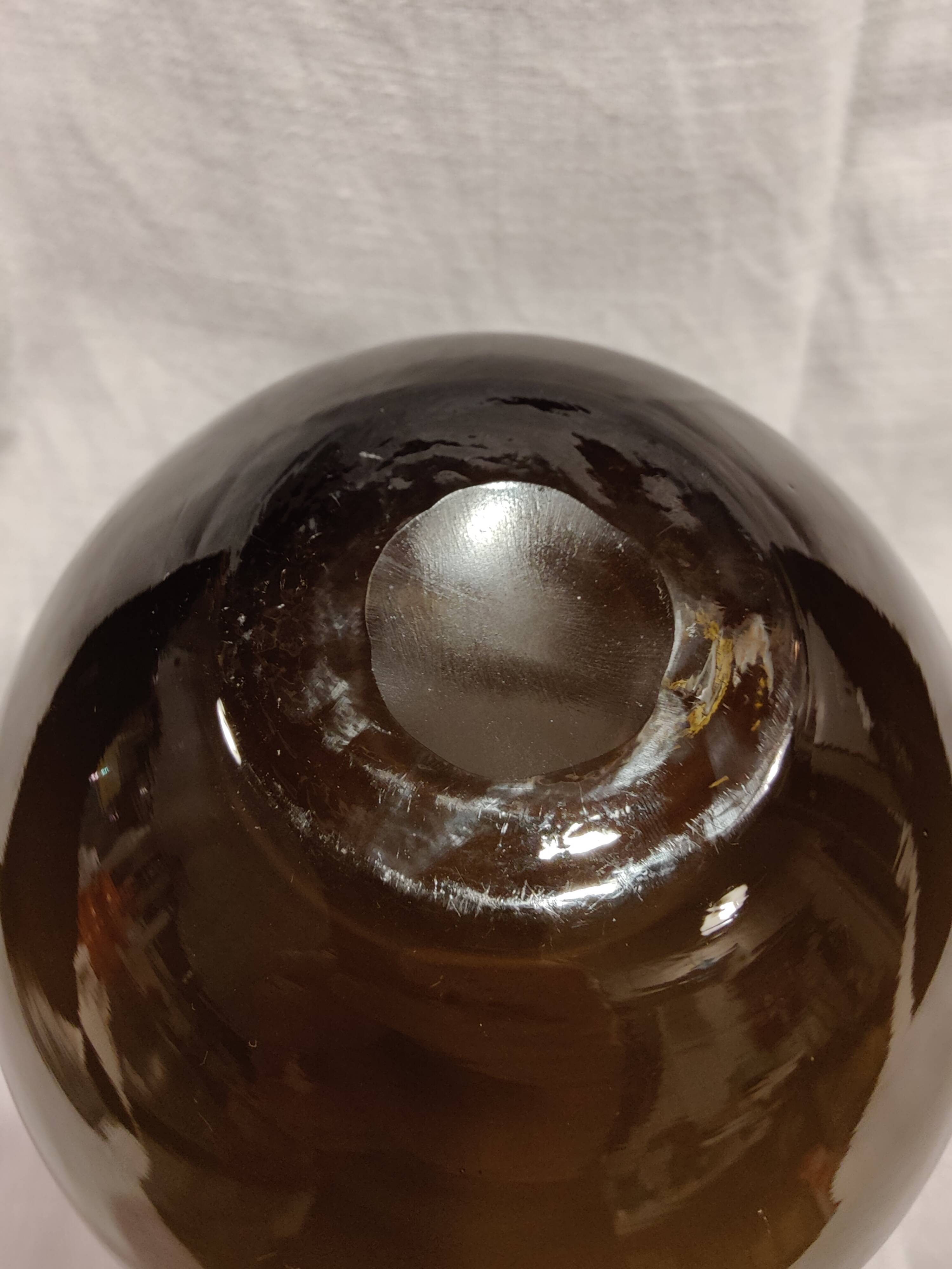 Vintage glossy brown two-layer blown glass vase, Scandinavian taste