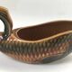 Sauciere fish Sarreguemines France chestnut majolica vintage