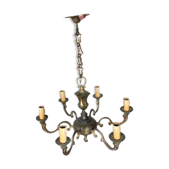 Massive bronze chandelier 6 candles