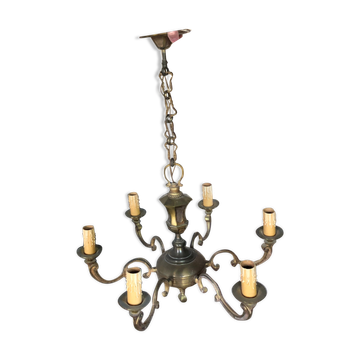Lustre bronze massif 6 chandelles
