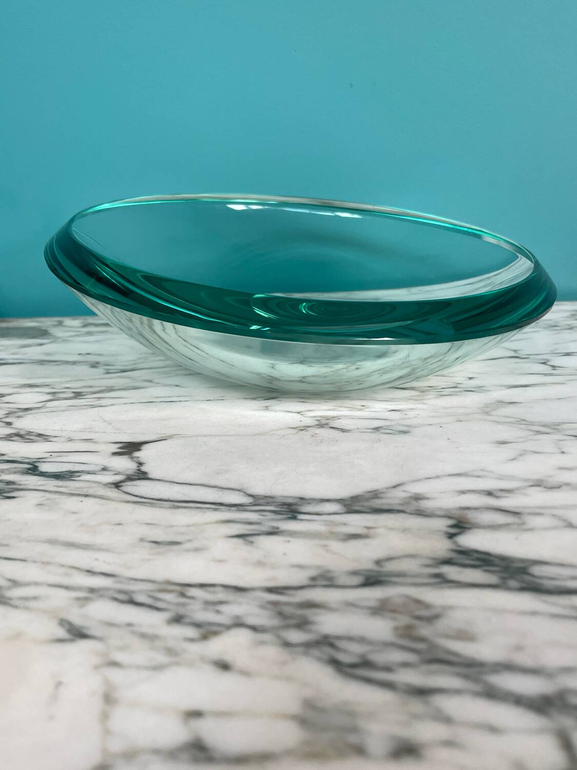Asymmetrical glass catchall by Max Ingrand for Fontana Arte vintage 1