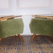 Lot of 2 armrests 50s/60s teak club chairs