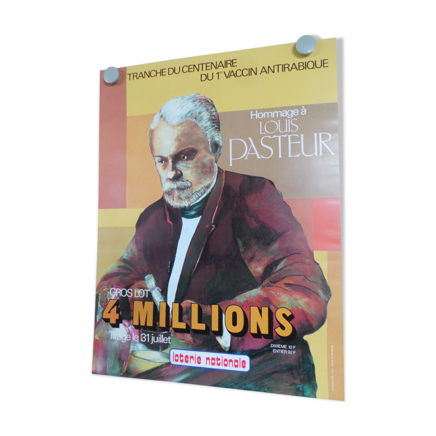 Original poster national lottery centenary tribute to Louis Pasteur