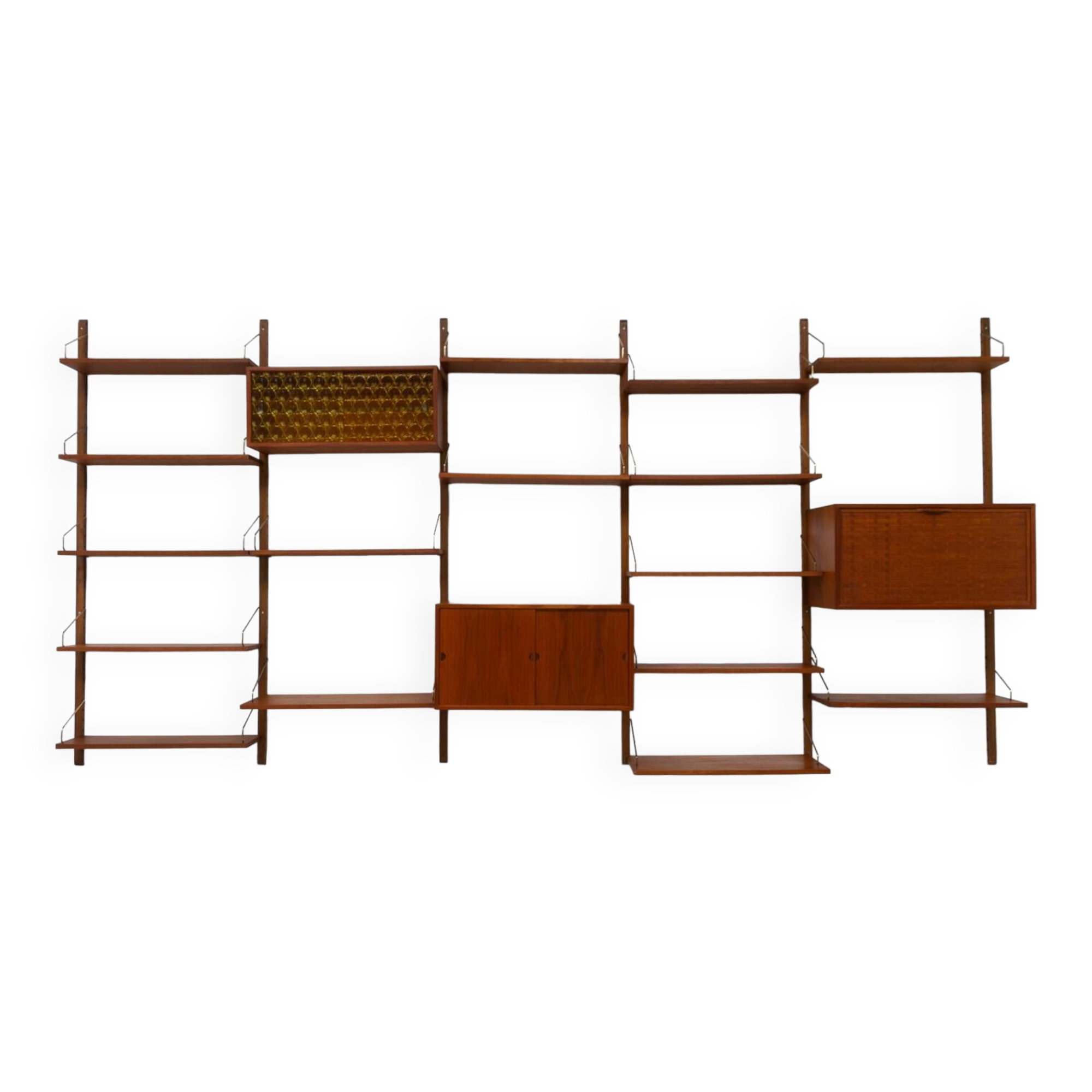 Danish Modern 5-Bay Modular Teak Wall Unit by Poul Cadovius for Cado, 1950s