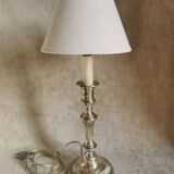 Candle holder in silver bronze, Louis XVI style, mounted in lamp