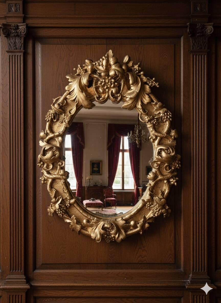 Louis XV rococo style gilded mirror, 130×100cm
