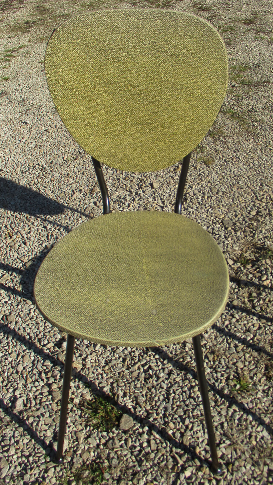 2 vintage chairs, metal and skaï